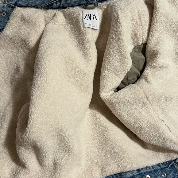 Zara Denim Jacket with faux shearling lining - Picture 9 of 10